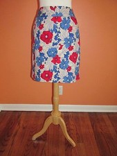 New Talbots Size 8P Poppy Floral Print Canvas Cotton Skirt