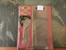 Vintage Unbranded Micro Mesh Stockings Taupe Size 10 1/2