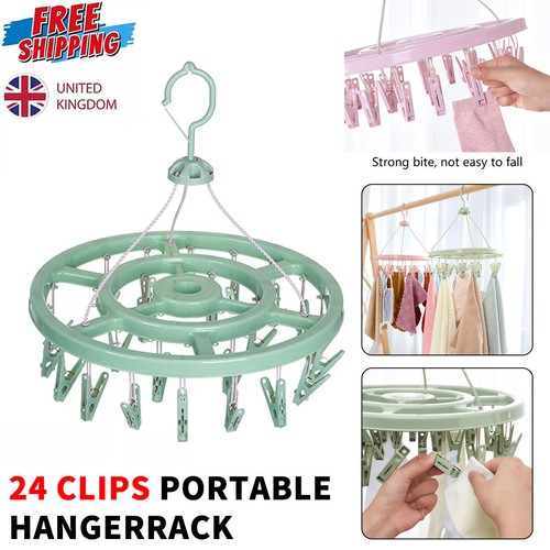 24 Peg Dryer Washing Line Air Clothes Horse Underwear Socks Pants Hanger