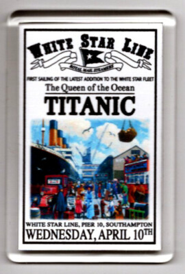 Acryl Kühlschrankmagnet Titanic Schiff weiß Sternlinie Poster Repro Gr. 75x50mm