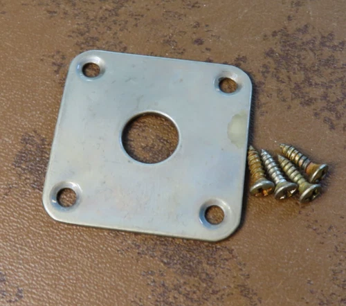 AGED nickel Les Paul curved Jackplate fit Gibson USA guitars + screws RELIC