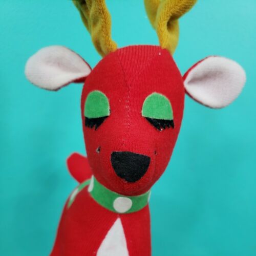 Vintage MCM Dream Pets rotes Rentier Weihnachten Stofftier 1976 Dakin Taiwan - Bild 6 von 9