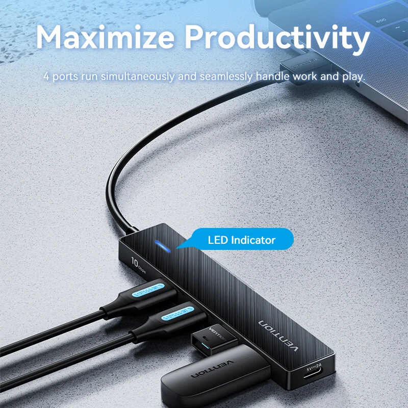 USB 3.0 10Gbps Hub 4 Port Multi Splitter Adapter For Laptop Xiaomi Macbook PC - Image 4 of 4