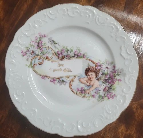 Lot Of 5 Antique 1910's Child's Plates.  "For a good Child" "Boy" "Girl"