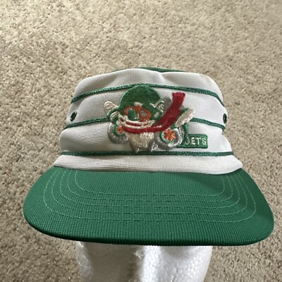 Vintage New York Jets Hat Cap Toddler Green Striped Pillbox Stretch USA 80s 90s