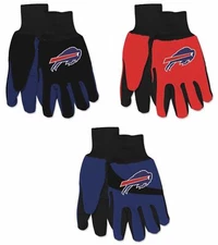 NFL Buffalo Bills Assorted Adult 2-Pack No Slip Gripper Utility Gloves NEW