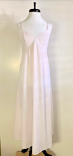 Vintage 1970s Komar Pink Delicate Eyelet Nightgown Spaghetti straps, Tie Back
