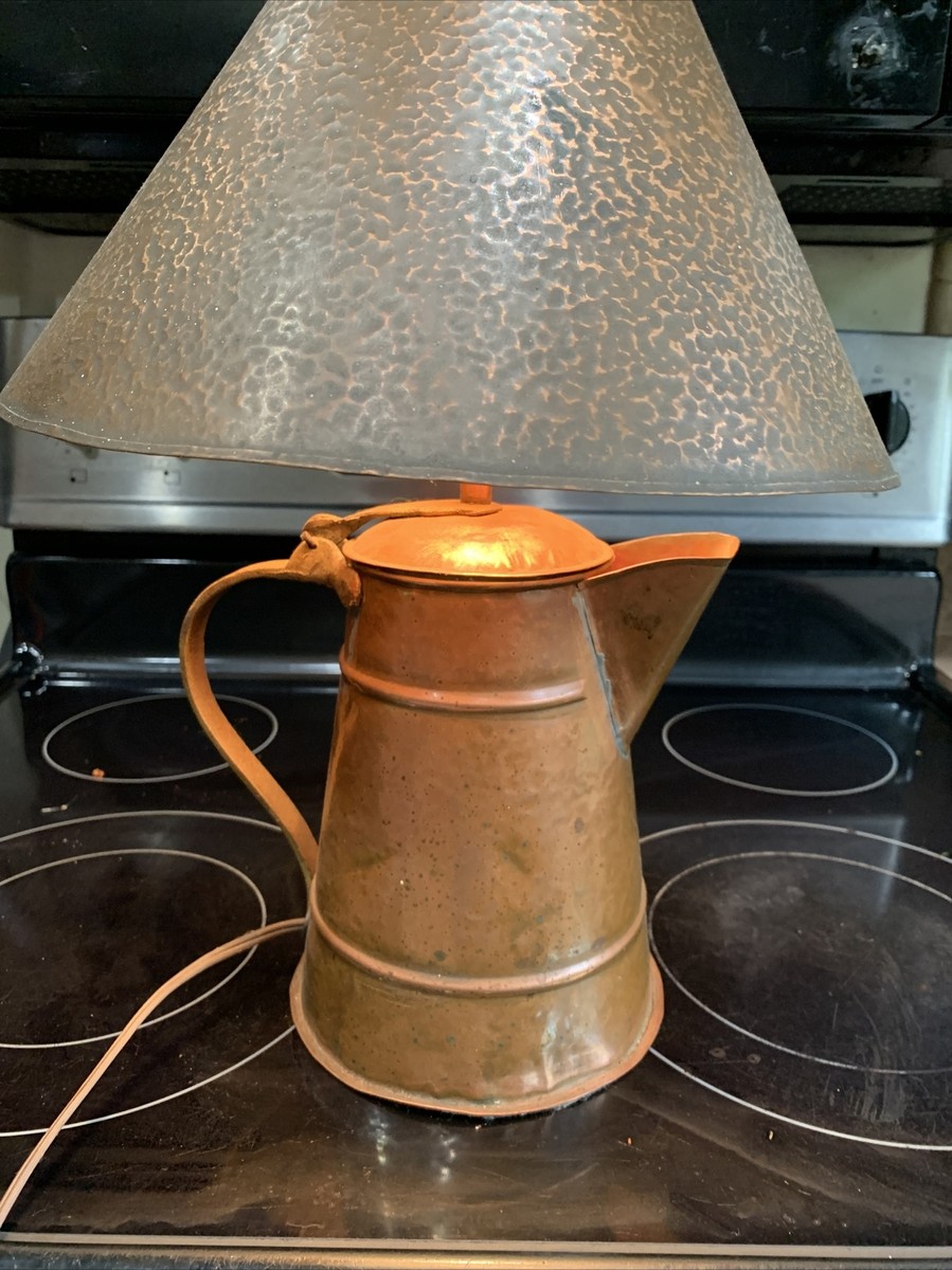vintage hammered copper coffee pot lamp with copper shade | eBay