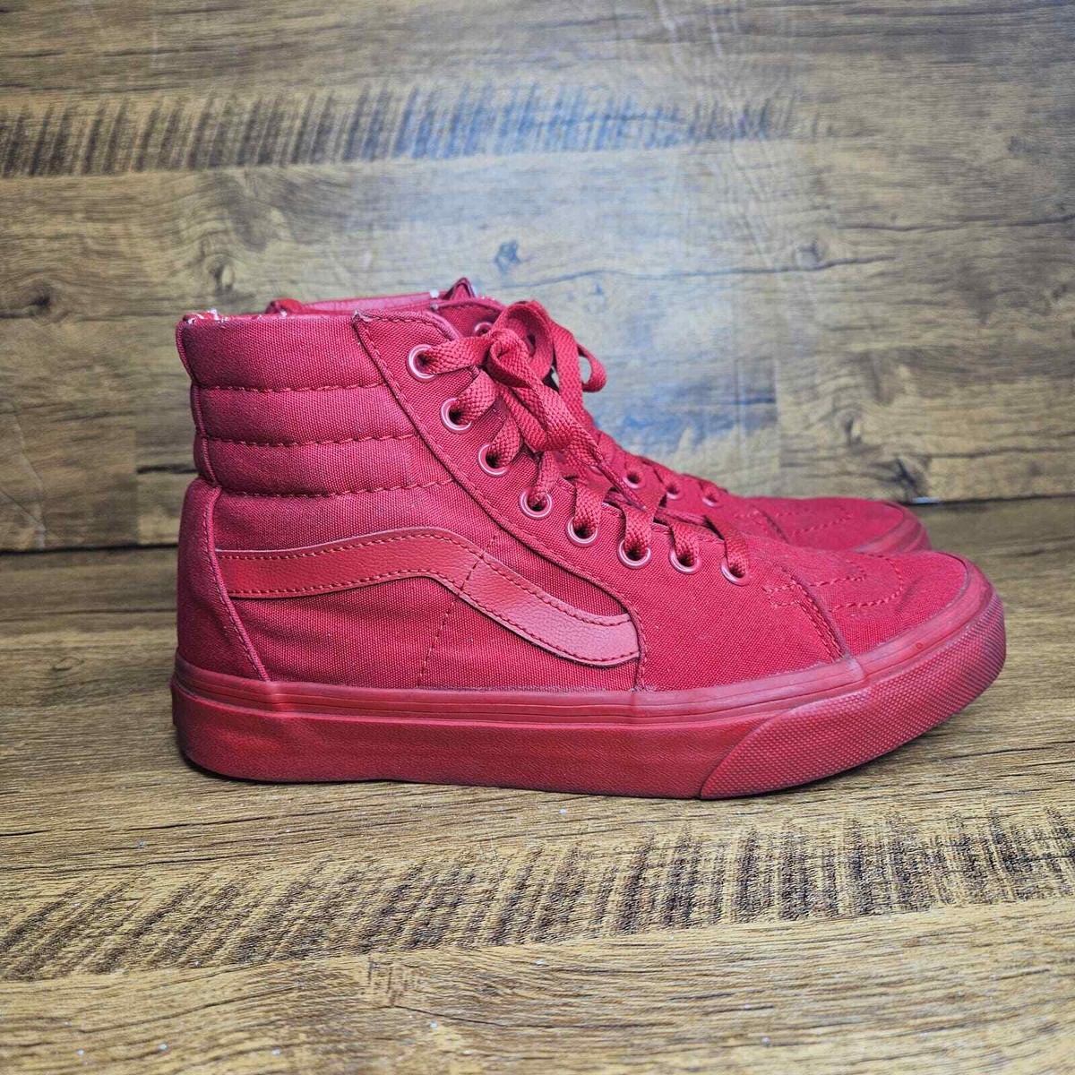 all red high top vans