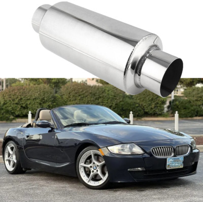 2.5'' In/Out 12'' L Exhaust Resonator Muffler Roadster Deep Tone For Z1 Z3 Z4 Z8 