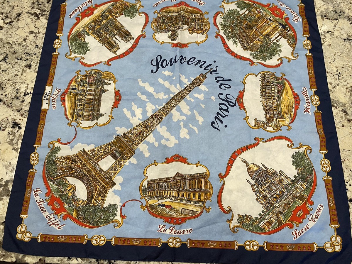 VTG Rare Creations de Paris Souvenir  Scarf With Paris scenes and Graphics View 6