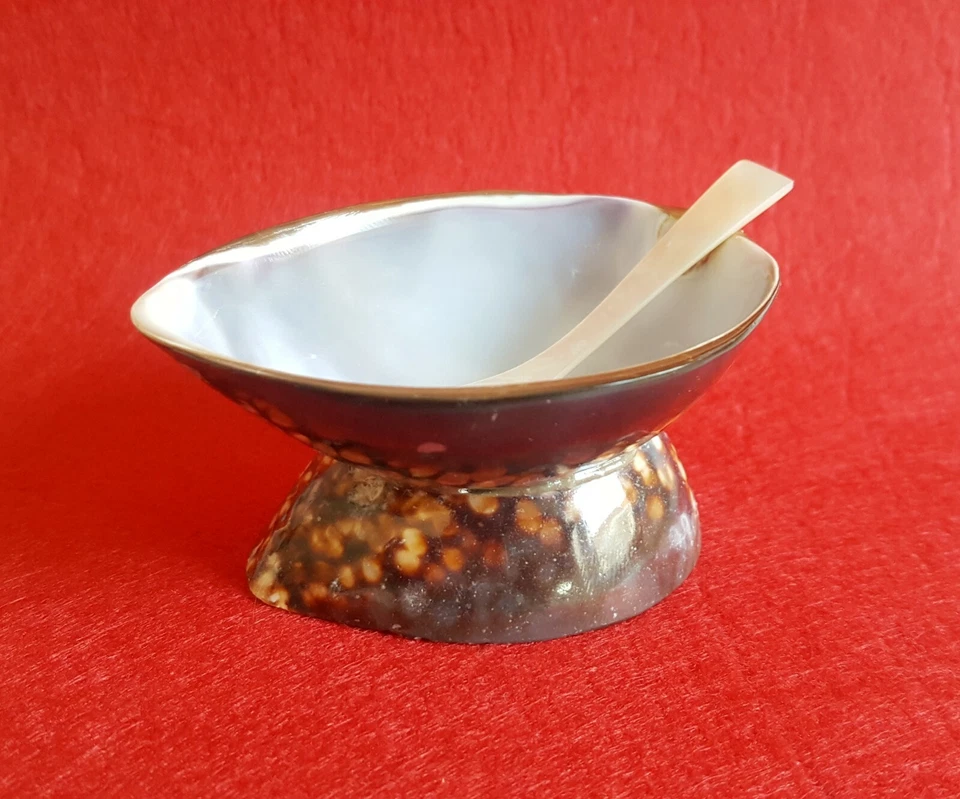 Juego 2 Cucharas Vintage Abulón Concha Mini Madre Perla Caviar Huevo Servir Foto 2 de 4