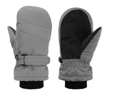 NEW Kids 5-8yrs snow mittens grey /black Satinior 2 pairs still sealed