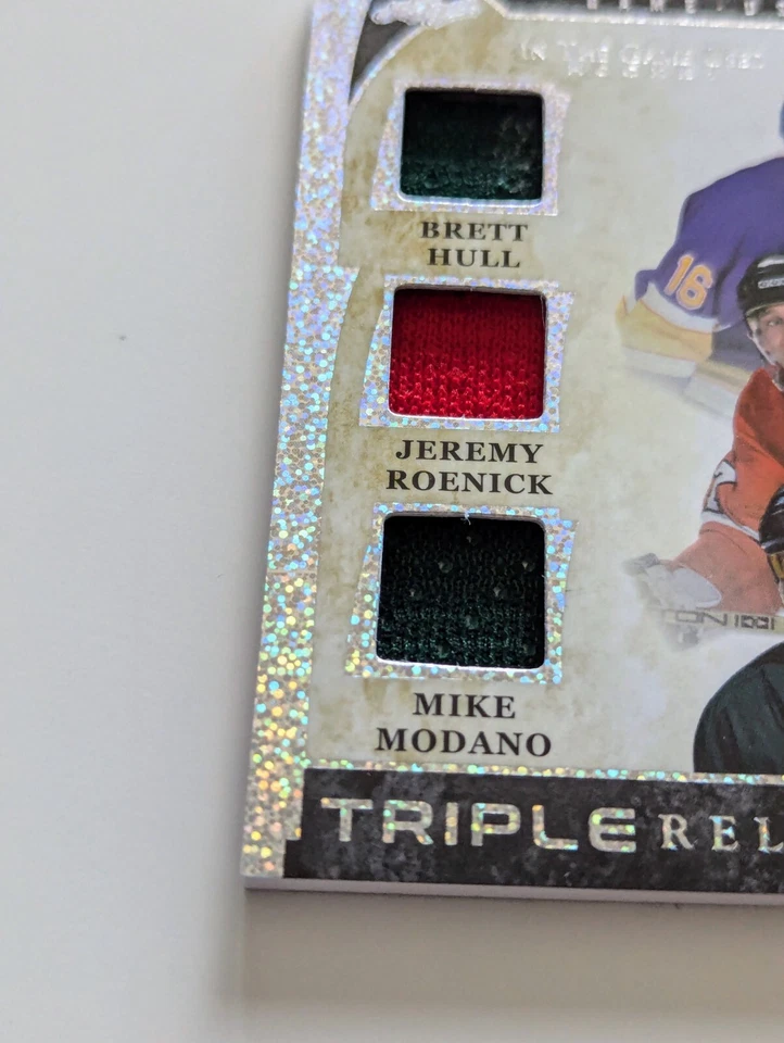 🔥#/20 HULL MODANO ROENICK 3 TRIPLE RELIC 2022-23 Leaf In the Game Used SILVER🔥 - Image 2 of 4