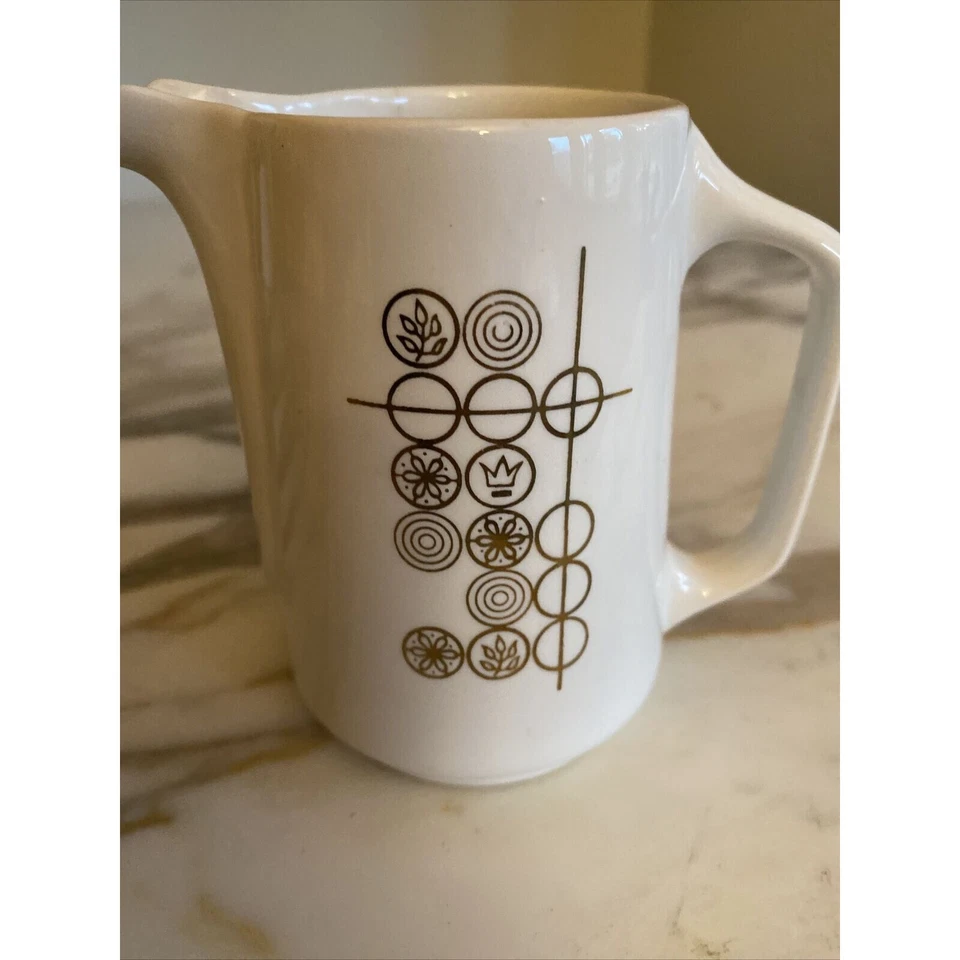 Diseño Círculo Geométrico Siglo Mediano Blanco Crema Vintage Hecho en EE. UU. Foto 2 de 4