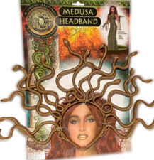 MEDUSA HEADBAND Snakes Hair Greek God Costume Adult Gold Plastic Headpiece Hat