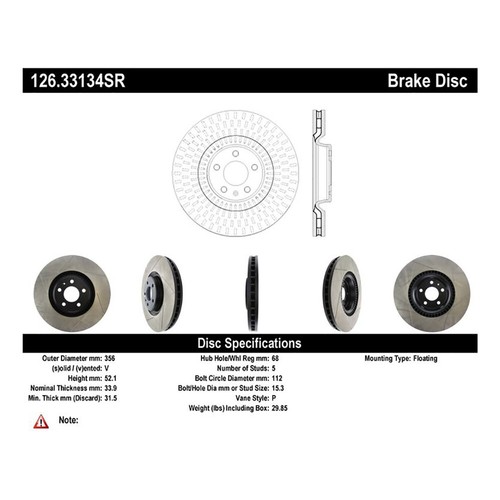 StopTech 126.33134SR Front Right Brake Disc Rotor for 2012-19 Audi A6 / 11-18 A7 - Picture 7 of 10