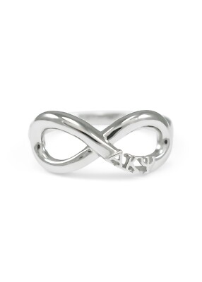 Alpha Kappa Psi Sterling Silver Infinity ring with Cutout letters