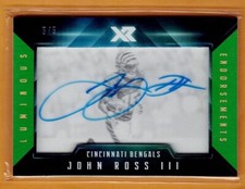 XR John Ross Luminous Endorsements SSP Green Rookie Auto 5/5 Bengals