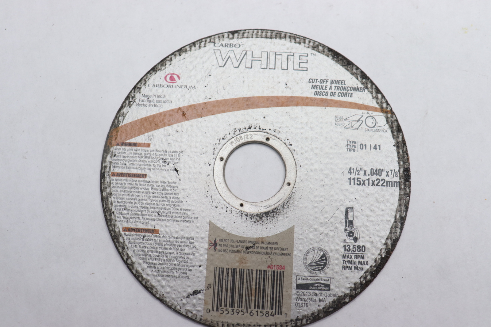 Carborundum Abrasive CutOff Wheel Type 41 Grit 60 41/2" 61584 eBay