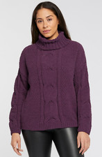 Seven7 Chenille Cable Knit Cowl Neck Sweater Size S Soft Color Blackberry Wine