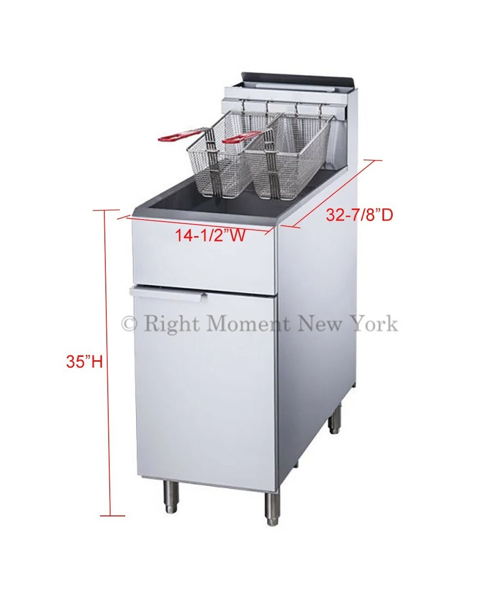 14-1/2W 50 lbs Oil Capacity Commercial Gas Deep Fryer with 2 Baskets  120,000BTU