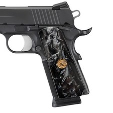 Colt 1911 Grips Black Pearl gold horse medallion Full Size 1911 Government