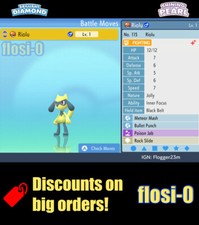 6IV Shiny Riolu Pokemon Brilliant Diamond and Shining Pearl