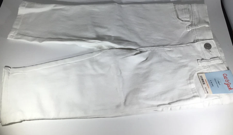 Cat & Jack Meninas Capri Branco Snap Cintura Ajustável Super Elástica Pequena 6/6+  - Imagem 3 de 4