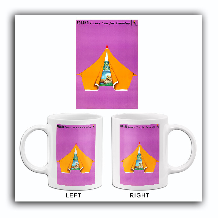 Poland Invites You For Camping - 1970 - Travel Poster Mug