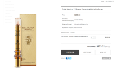 美容液 TOTAL SOLUTION 2X POWER 24KGOLD PLACENTA Prettyskin Total Solution 2X Power Placenta Wrinkle