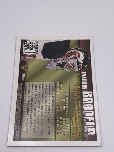 1995-1996 Topps Finest Refractor Martin Brodeur #178 New Jersey Devils HOF - Foto 4 di 6