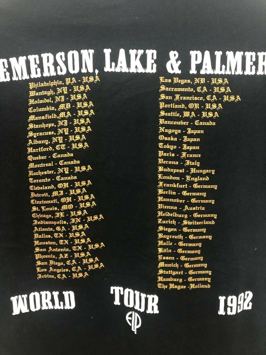 EMERSON LAKE & PALMER World Tour 1992 Vintage Tee Shirt XL Pre