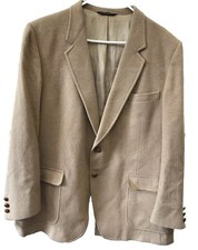 Vtg Camel Hair Tan Sport Coat Jacket Blazer Men  s 44R Old Money Grandpa Academia