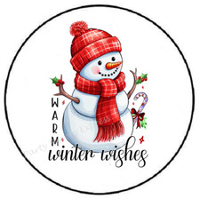 WARM WINTER WISHES SNOWMAN CHRISTMAS ENVELOPE SEALS LABELS STICKERS PARTY FAVORS