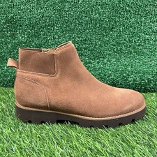 Vionic Brionie Boots Womens 6 M Brown Ankle Suede Leather Outdoor Side Zip New