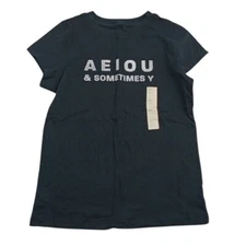 Universal Thread Womens XS Black Graphic T Shirt AEIOU Sometimes Y Short Sleeve