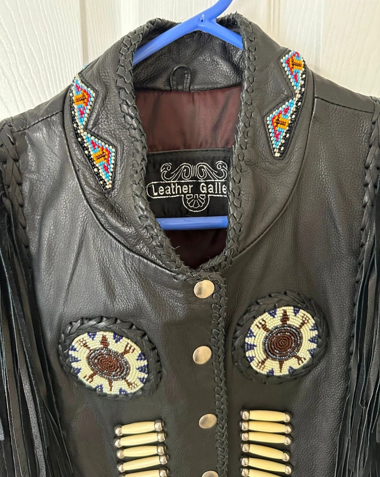 Chaqueta de cuero Gallery motociclista mujer negra línea seda. Talla mediana Foto 2 de 4