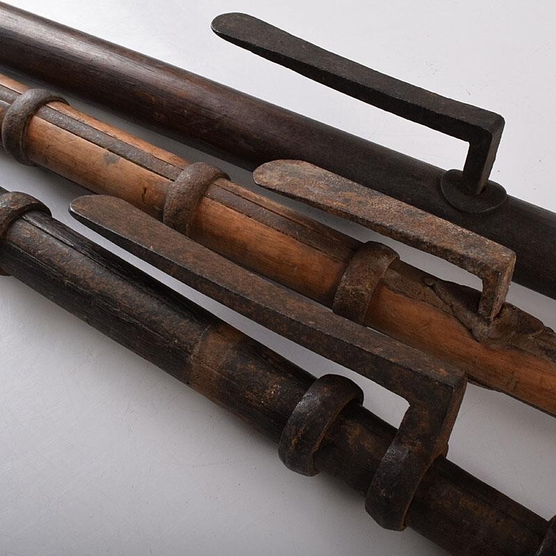 Japanese Antique Firefighter Old Tools Hikeshi Tobiguchi Hand Hook