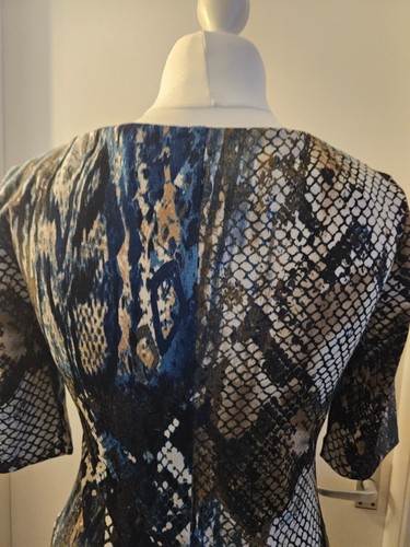 Connected Apparel Blue Mix 1/2 Sleeve Womens Ladies Dress Size 8 - Picture 6 of 16