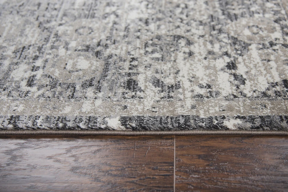 Rizzy Rugs Gray Transitional Casual Distressed Faded Area Rug Medallion PN6977 - Image 3 of 4