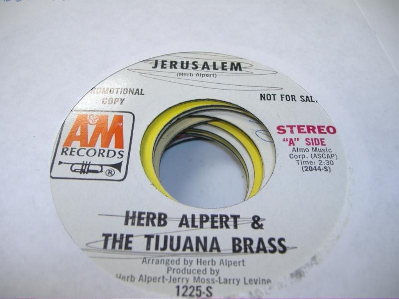 Pop Promo 45 HERB ALPERT & THE Tijuana Brass Jerusalem on A&M (promo