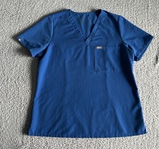 Figs Scrub Top Women  s Sz Large Blue Technical Shirt Stretch Nursing Medical