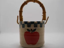 Becky RAD 2003 Liberty Pottery Coshacton OH Ceramic Apple Basket 2 7/8" H