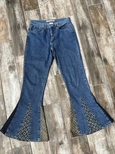 RARE Festival VINTAGE Z. Cavaricci HIPPIE BOHO FLARED Stretch DENIM JEANS SZ 7