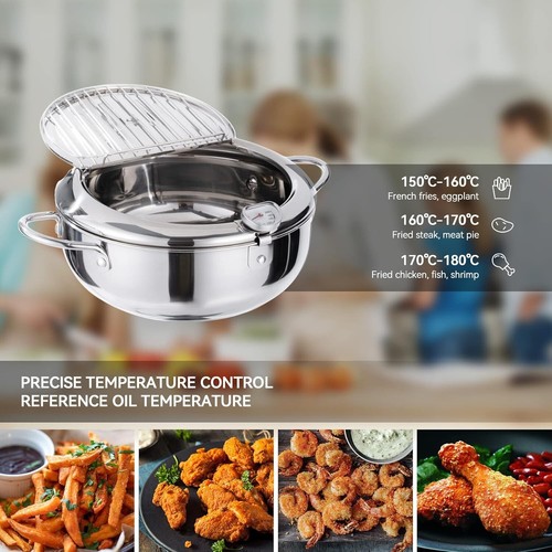 Kerilyn Deep Fryer Pot, 11 Inch/4.2 L Janpanese Style Tempura Pot with Lid - Picture 8 of 12