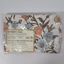 NOS Vtg Sears Renfrew Hall Pillowcases 50/50 Percale Combed Ctn FLORAL Standard
