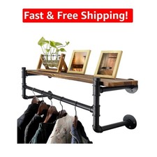 Stylish Wall-Mounted Clothes Rack, 41.3" with Solid Shelf for Home  Retail
