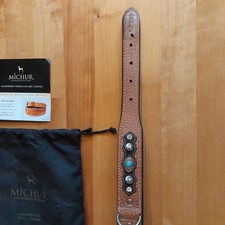 MICHUR Oleo Hundehalsband Aus Leder – Handgefertigt, Braun, 24–30 Cm Halsumfang, 2 Cm Breit