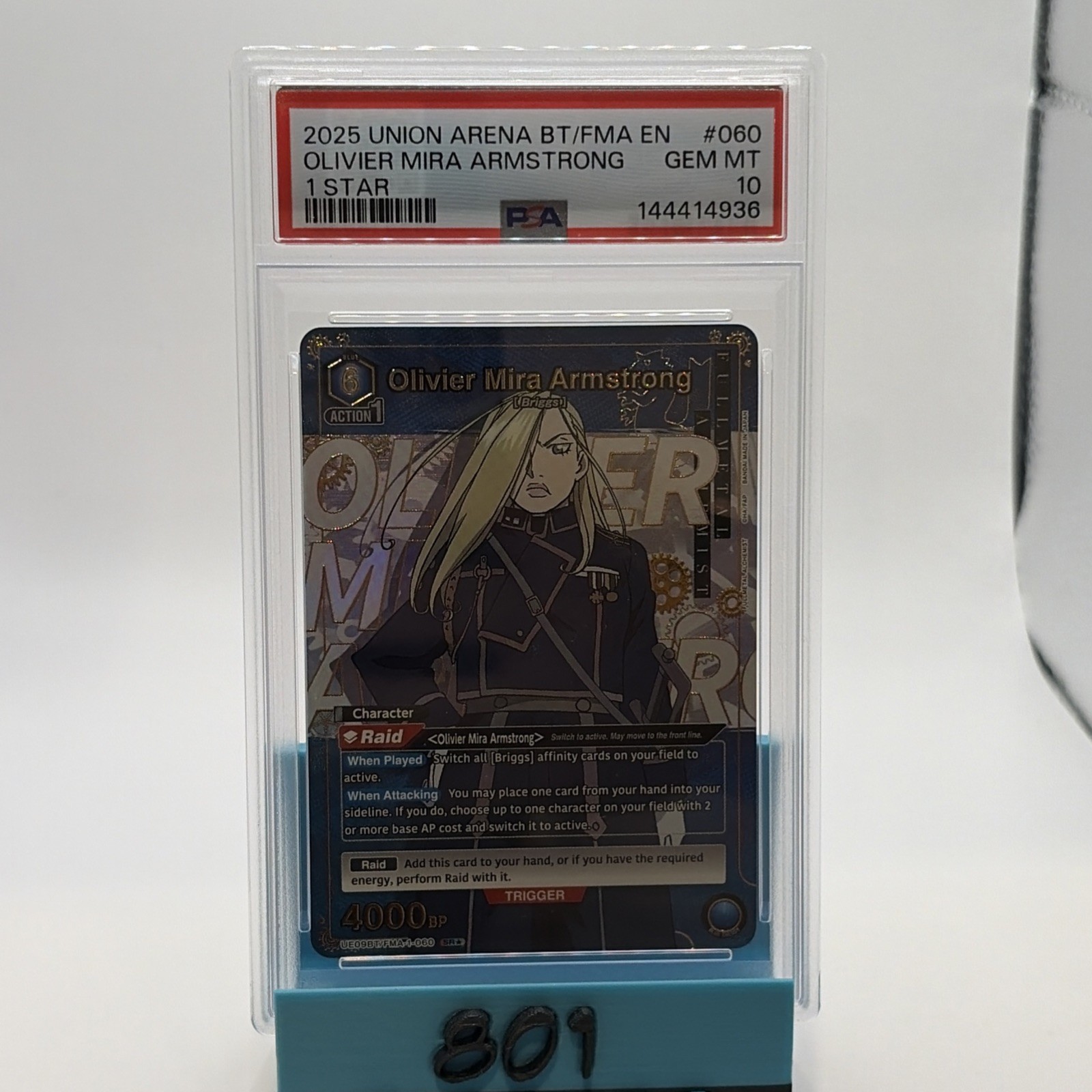 Union Arena TCG Olivier Mira Armstrong-060 SR* UE09BT/FMA-1-060 Alt Art PSA 10